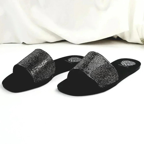 Vince Camuto Women's Jaquell Black Smoke Rhinestone Embossed Jelly Sandal Slide - Picture 5 of 12